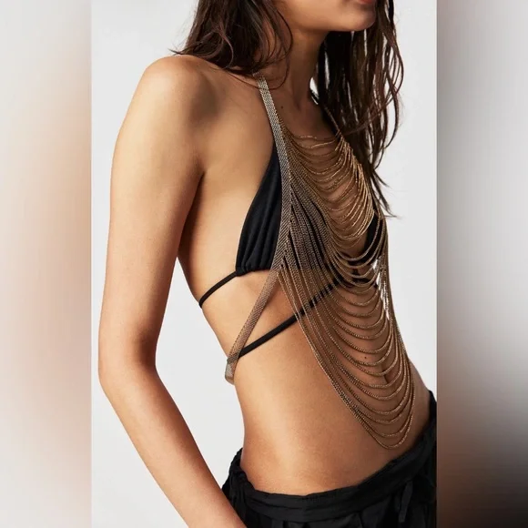 Free people body chain. | I love your way gold chain top - Picture 1 of 4